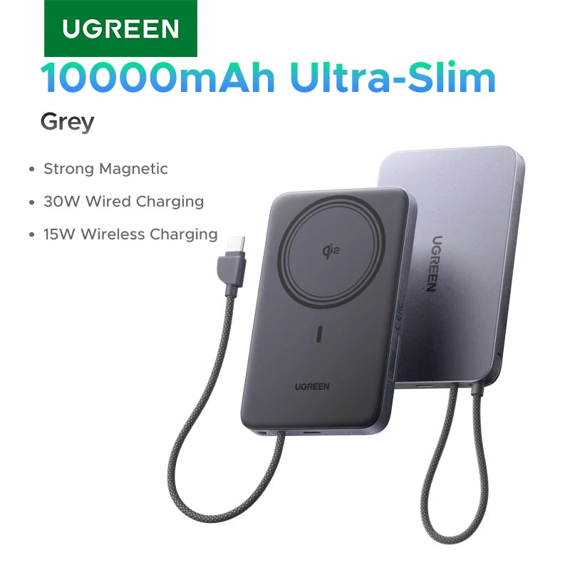 UGREEN Ultra‑Slim 30W 10000mAh Magnetic Power Bank – Wireless Qi2