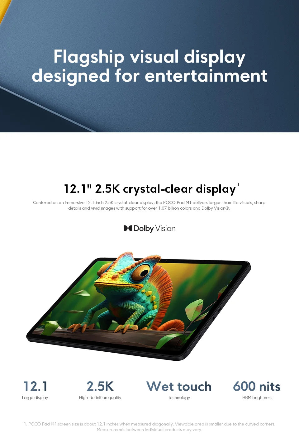 POCO Pad M1 Global Version Tablets Snapdragon® 7s Gen 4 12000mAh Battery 12.1’’ 2.5K display 8MP camera 33W charging - Limetastore