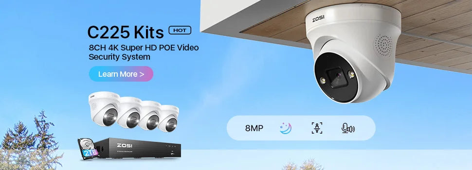 ZOSI 1080p 2MP 4‑in‑1 Security Bullet Camera – H.265, IR Night Vision, Weatherproof Outdoor