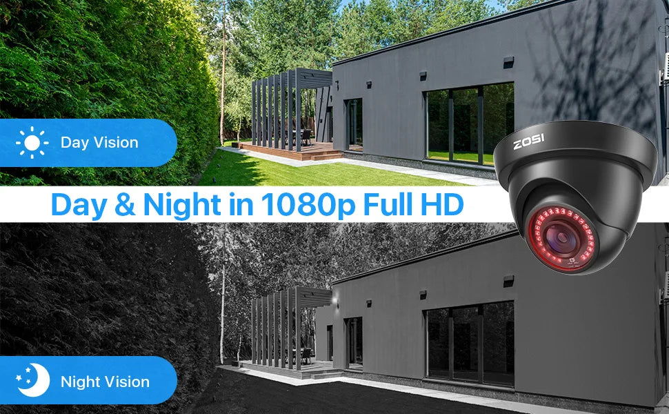 ZOSI 1080p Outdoor Security Camera – Waterproof AHD/TVI/CVI/CVBS 4‑in‑1 Surveillance Camera