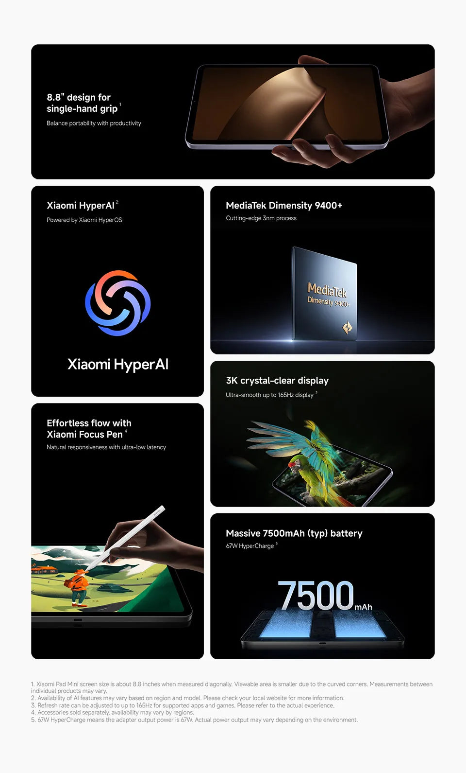 Global Version Xiaomi Mini Pad Mini "3K clear display 8GB /12GB RAM mAh Battery MediaTek dimension + 67W HyperCharge - Limetastore