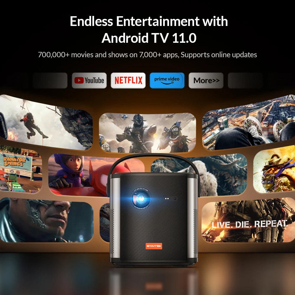 BYINTEK U80 Max Smart Portable DLP Projector – Native 1080P, 4K Support, Android 11.0