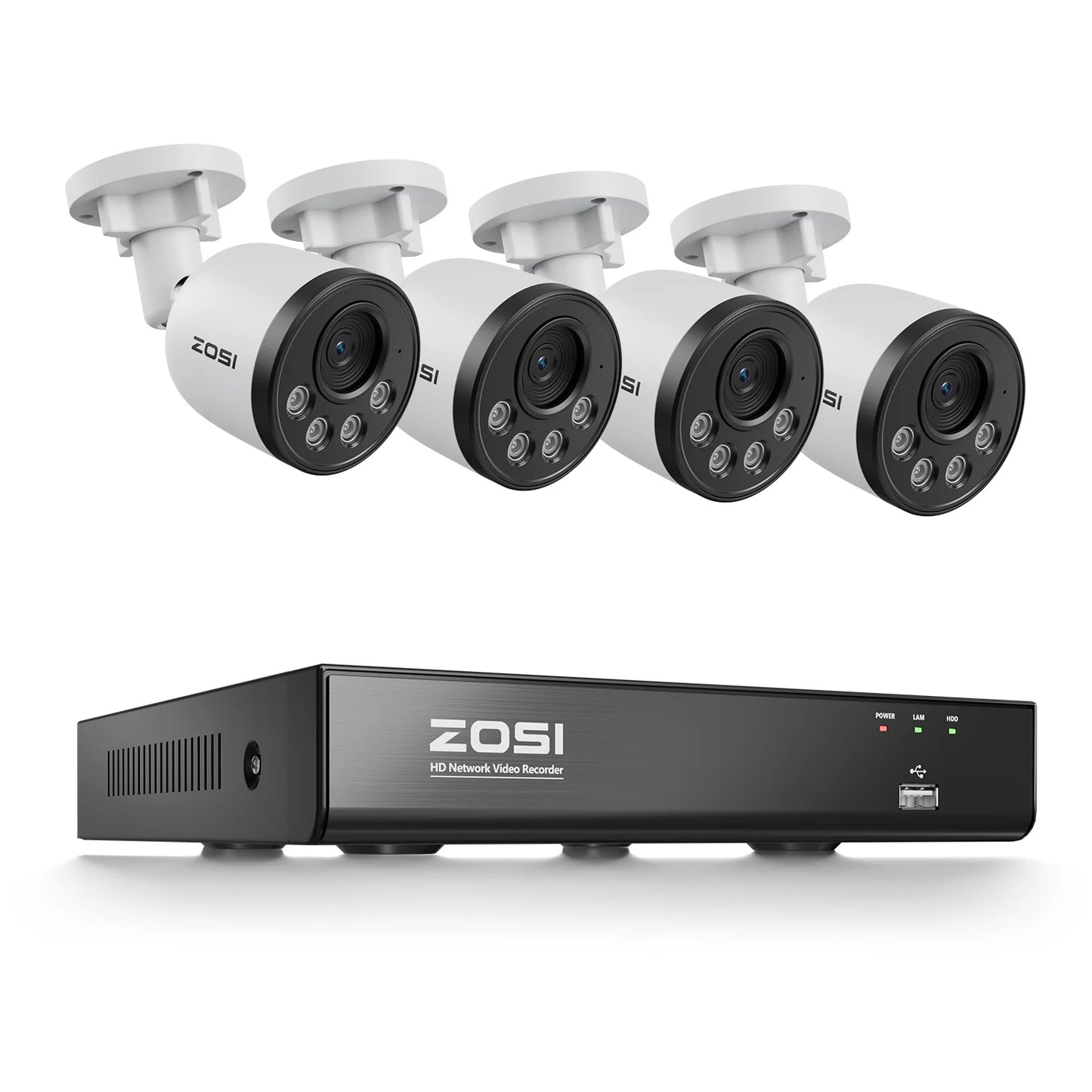 ZOSI 4K PoE NVR Security Camera System 8MP Weatherproof Wired PoE Cameras H.265+ 4K/8MP 8CH CCTV NVR for Home 24/7 Surveillance