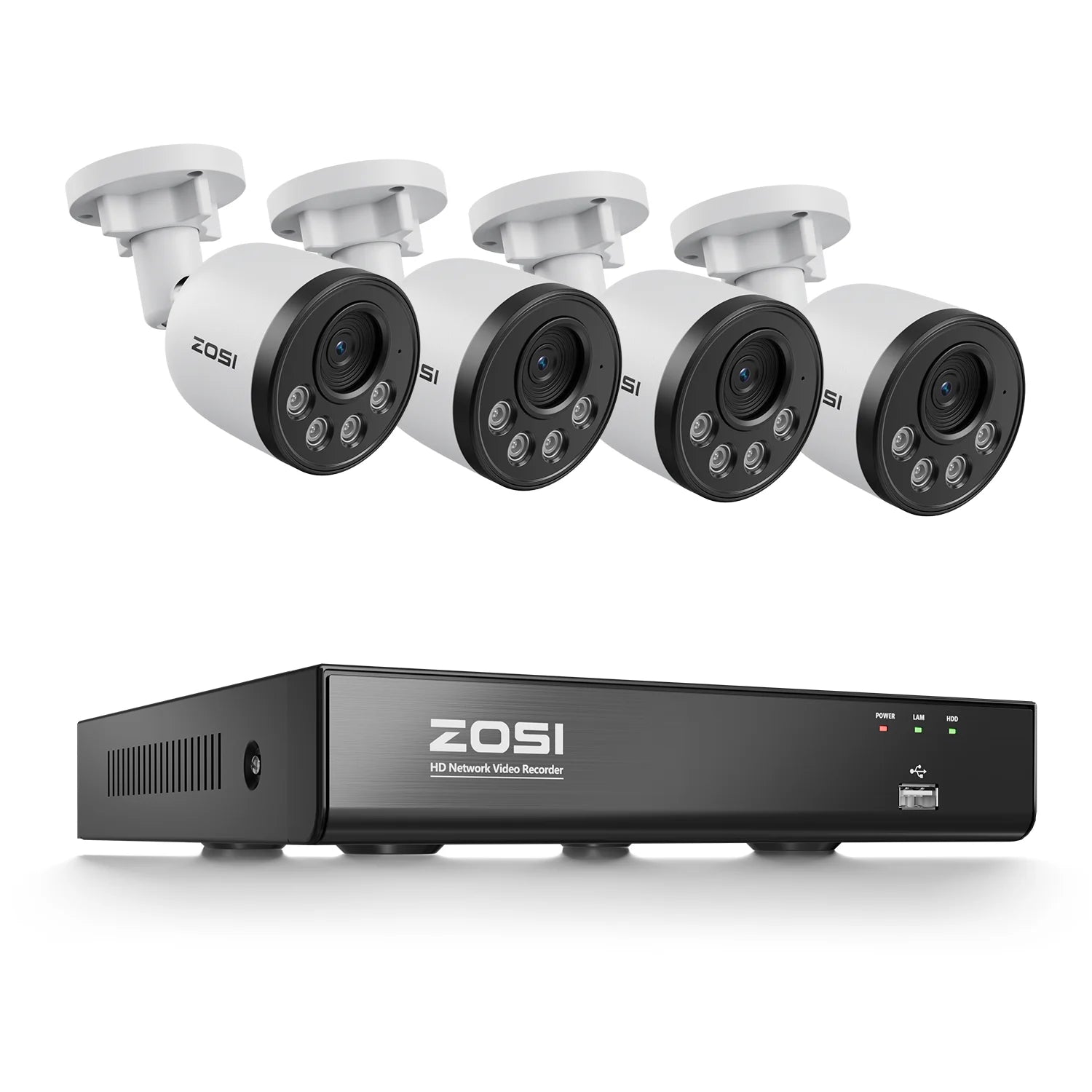 ZOSI 4K PoE NVR Security Camera System 8MP Weatherproof Wired PoE Cameras H.265+ 4K/8MP 8CH CCTV NVR for Home 24/7 Surveillance