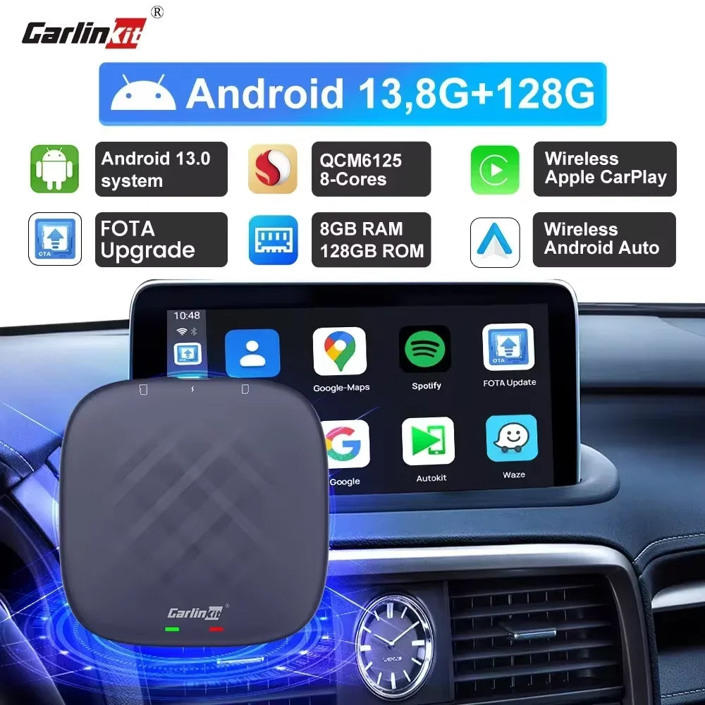 CarlinKit Tbox‑Ultra Android 15 8+128GB Wireless CarPlay AI Box