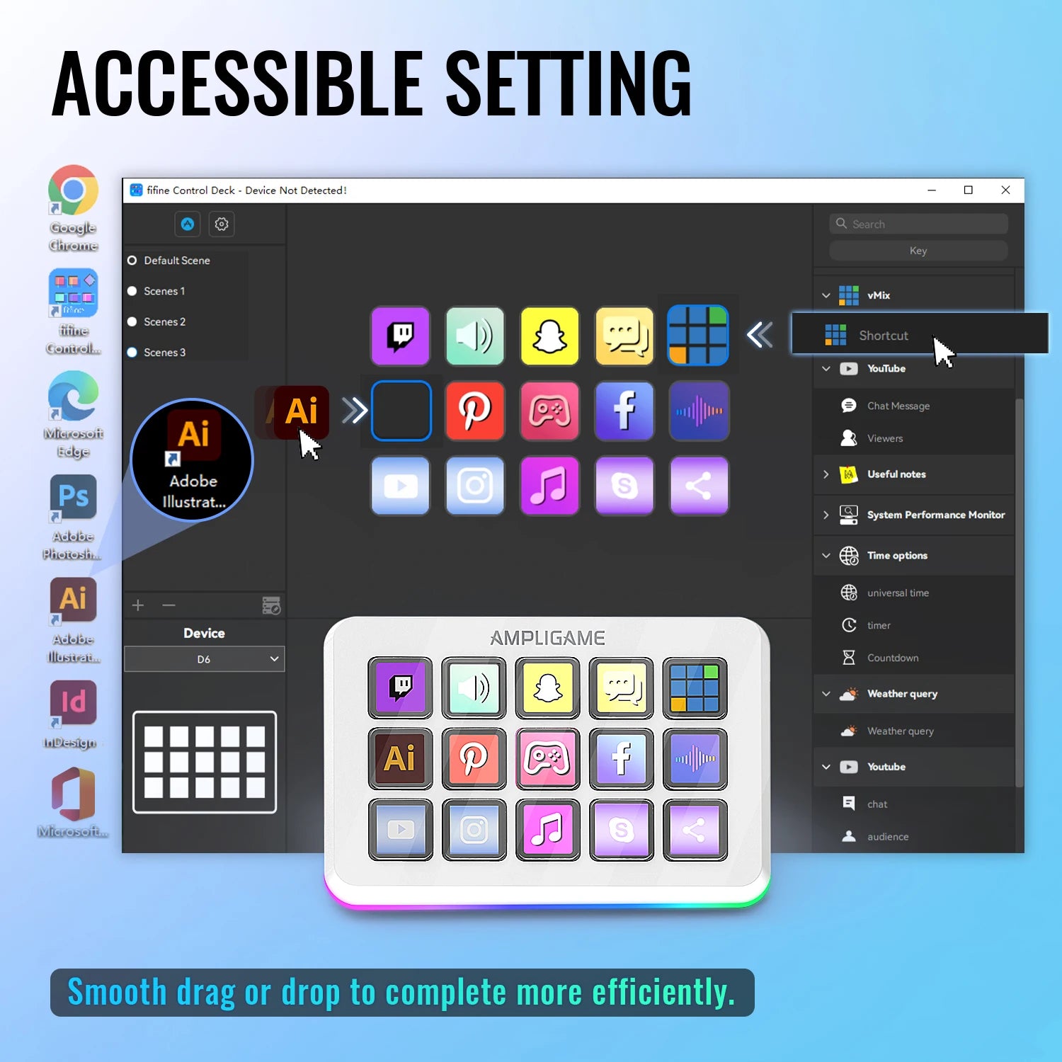 FIFINE D6 Macro Stream Controller – 15‑Key Programmable Deck for OBS, Twitch & YouTube Live Streaming
