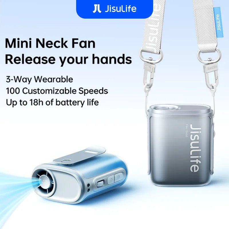 JISULIFE 2-in-1 Wearable Neck & Waist Fan – 4500mAh High-Capacity Battery