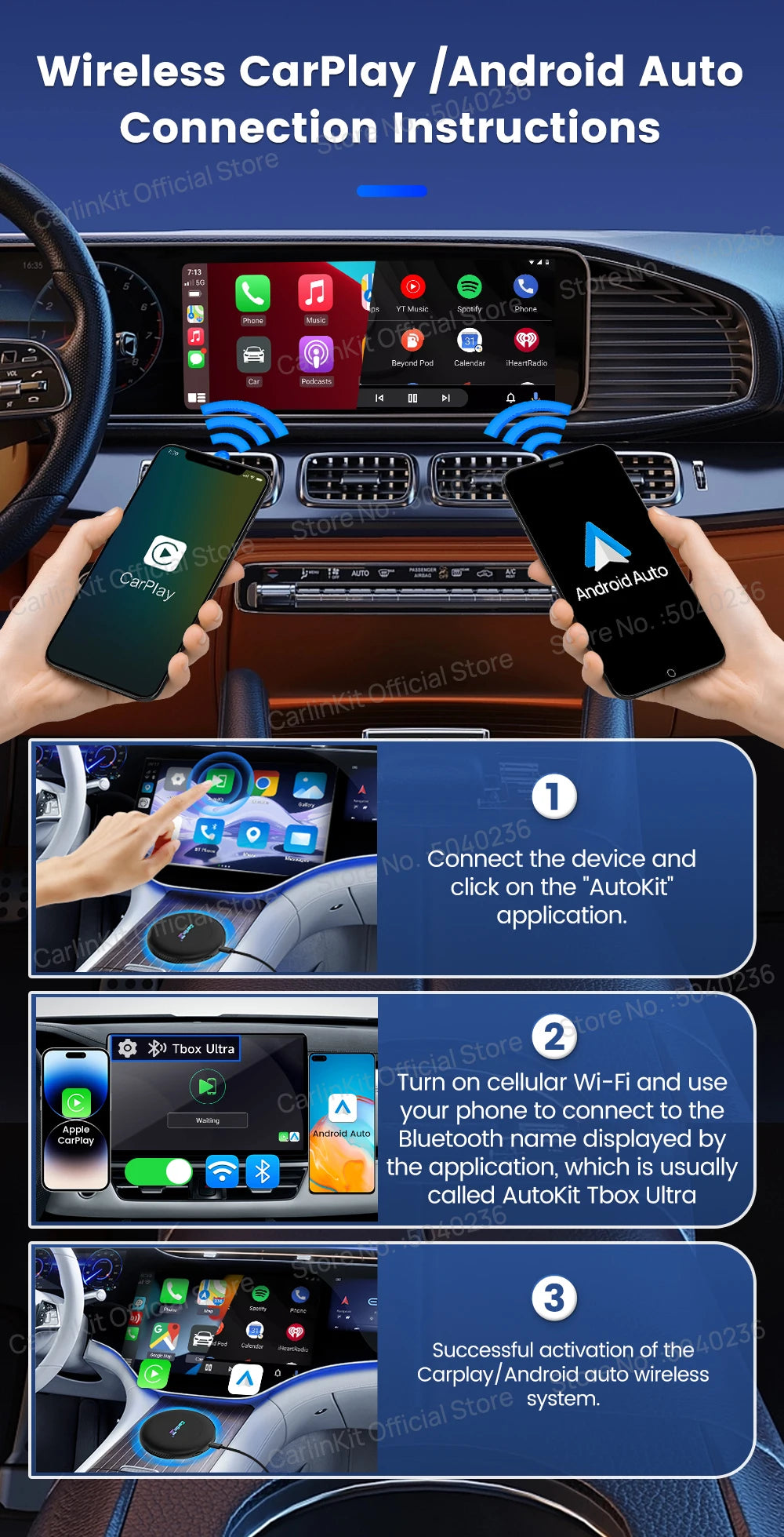 CarlinKit Ultra2 Android 15 8+128GB Wireless CarPlay AI Box