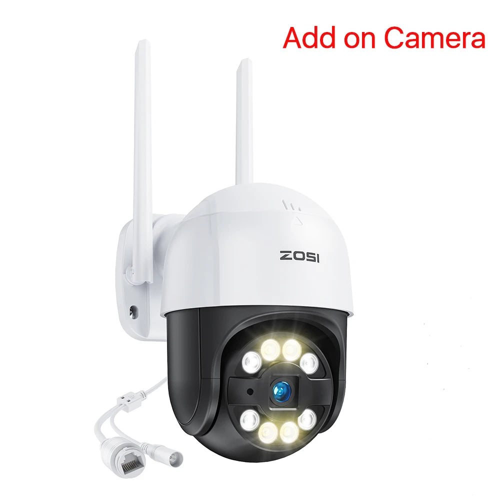 ZOSI 2K 3MP Pan/Tilt Outdoor WiFi PTZ Camera – Add‑On Camera for ZOSI NVR Systems