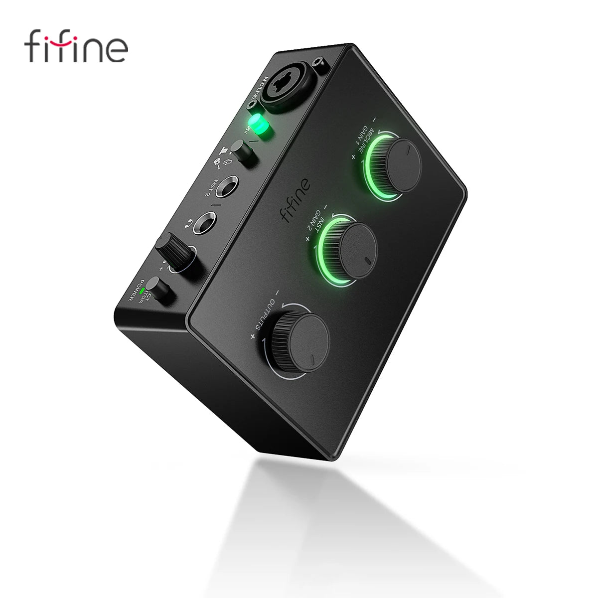 FIFINE Ampli1 XLR Audio Interface | 48V Phantom Power & Gain Control