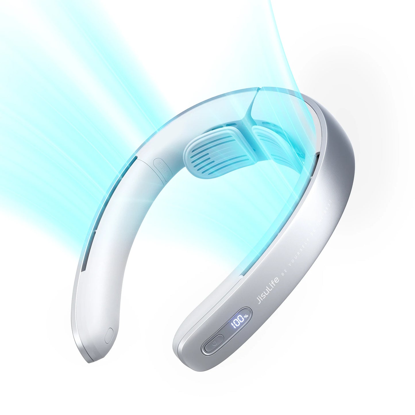 JISULIFE 100-Speed Portable Neck Fan – 5000mAh Battery, 17H Max Runtime, Stepless Speed