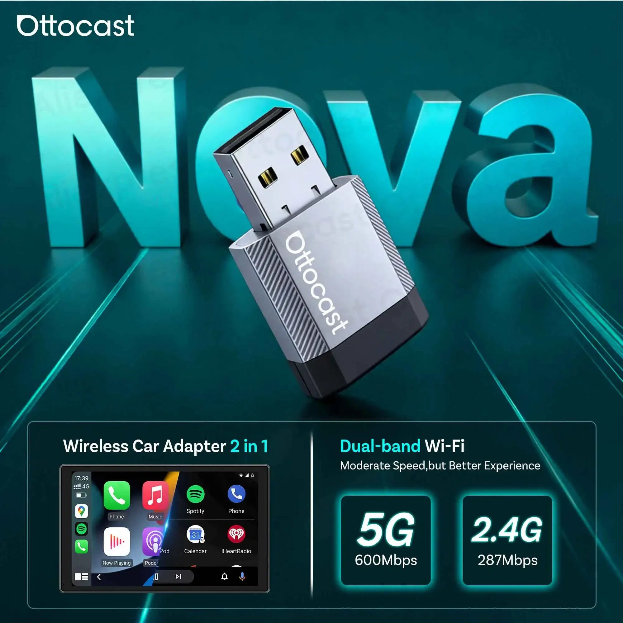OTTOCAST Mini Nova Cube 3.0 Wireless CarPlay Adapter