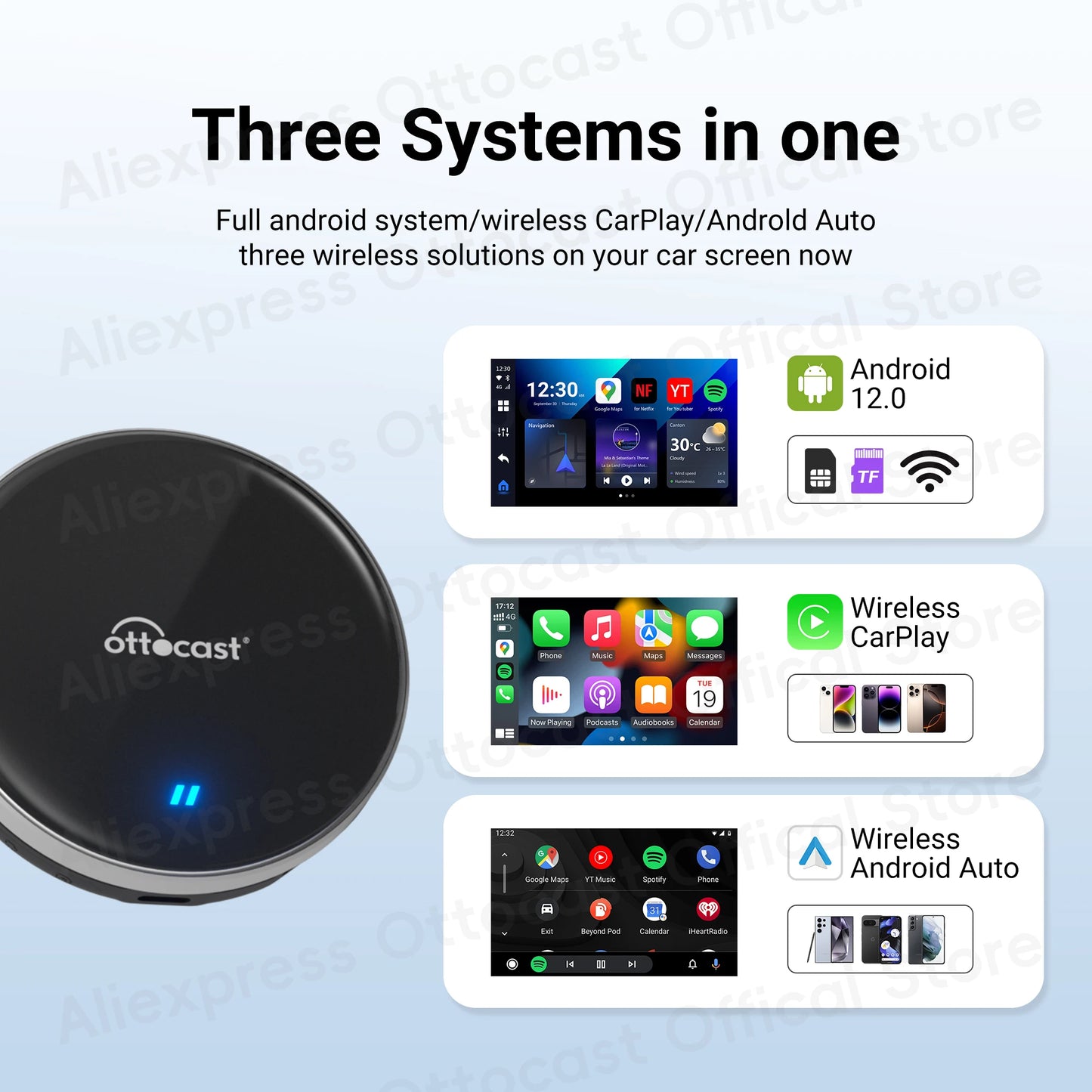 OTTOCAST P3 Lite 4+64G Wireless CarPlay Android AI Box