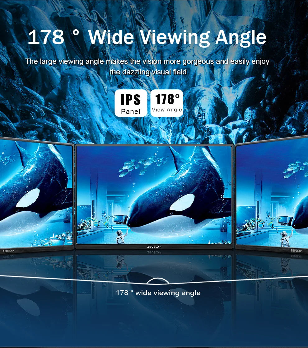 ZEUSLAP 16-palčni prenosni zaslon na dotik | 1200P IPS, 100 % sRGB, USB‑C in HDMI