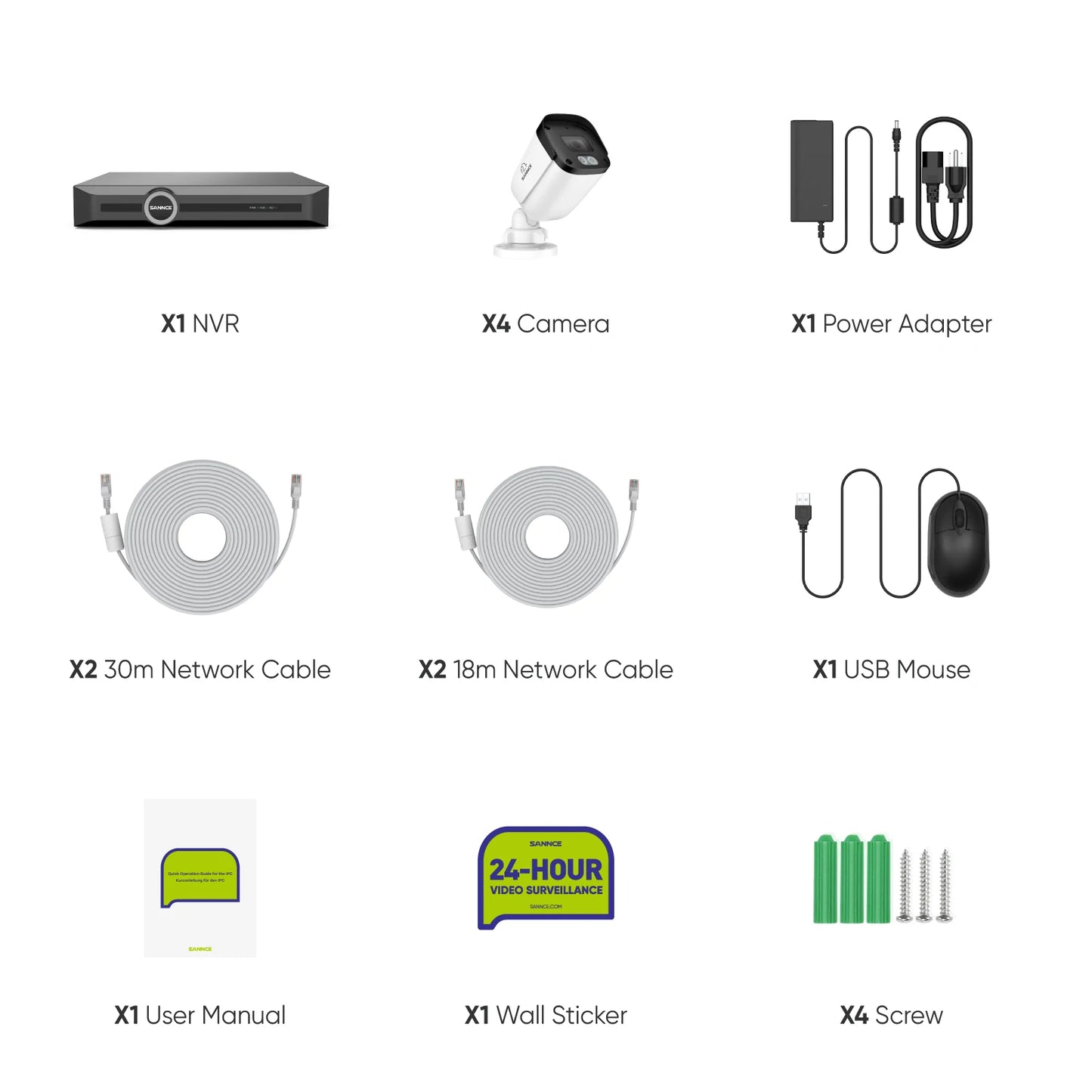 SANNCE 5MP Outdoor CCTV System | Human & Vehicle Detection, Audio Recording, IP67, 4× Cameras, 8CH NVR