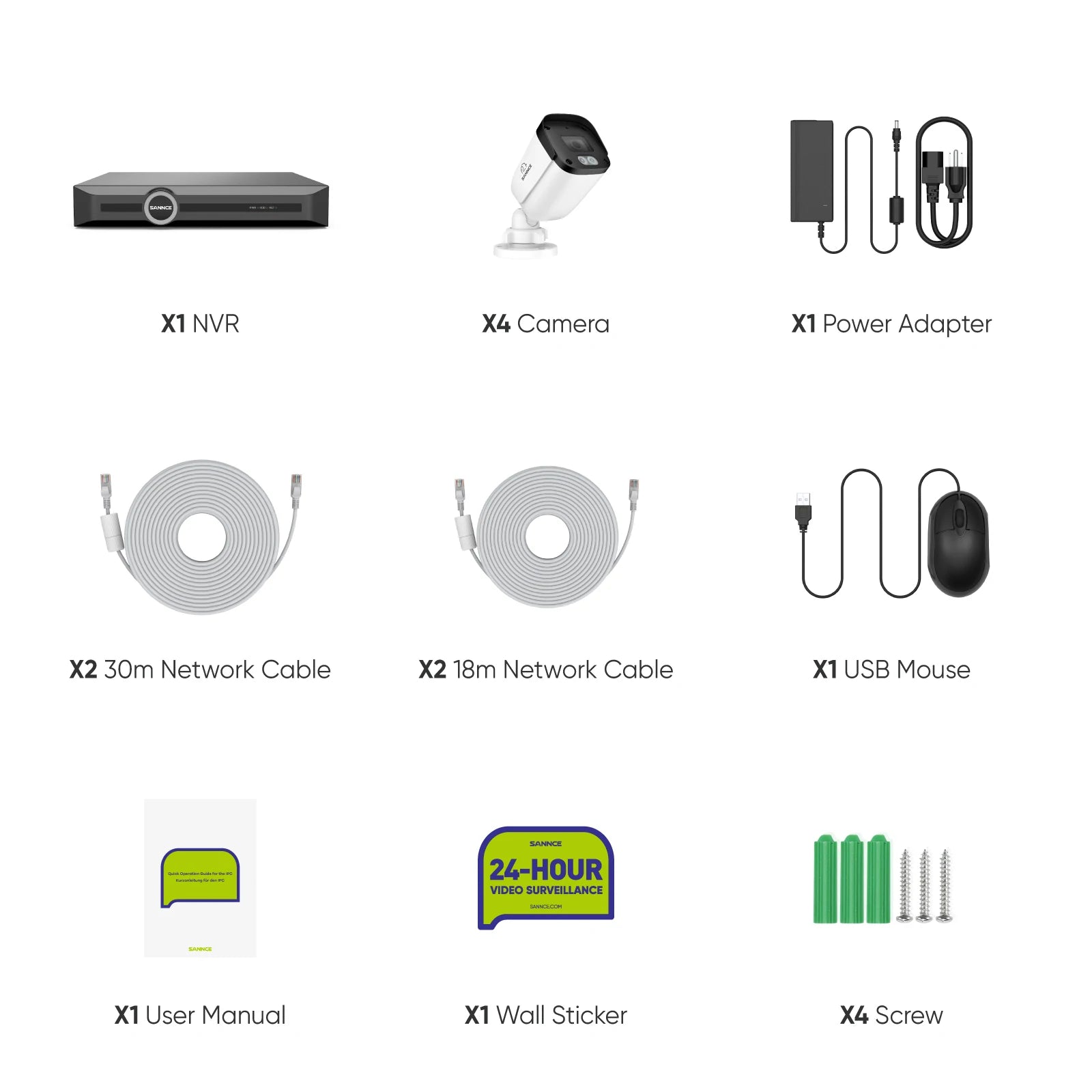 SANNCE 5MP Outdoor CCTV System | Human & Vehicle Detection, Audio Recording, IP67, 4× Cameras, 8CH NVR