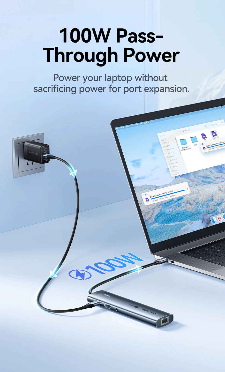 Vention USB‑C 9‑in‑1 Hub | HDMI 4K 60Hz, PD 100W, RJ45, USB 3.0 Docking Station