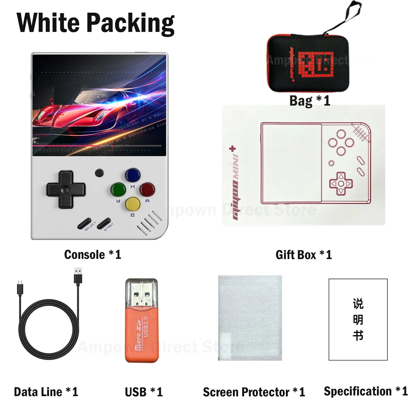 AMPOWN Miyoo Mini Plus Consoles Handheld Game Players 3.5'' IPS Portable Retro Video Game Linux System 3000mAh Wireless Emulator - Limetastore