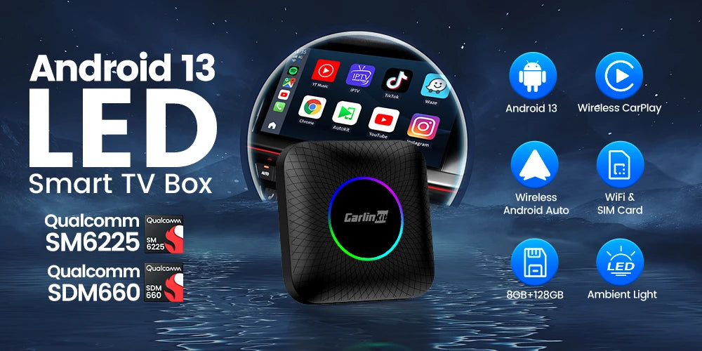 CarlinKit Tbox‑Ultra Android 15 8+128GB Wireless CarPlay AI Box