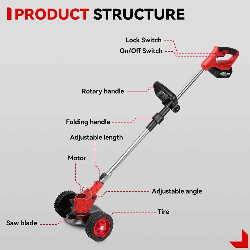 ONEVAN 20,000 RPM Cordless Grass Trimmer | Adjustable Foldable Telescopic Lawn Mower for 21V/18V Battery