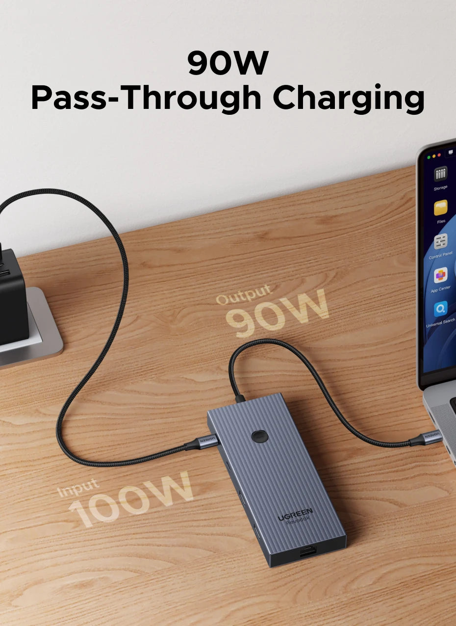 UGREEN 10Gbps USB‑C Hub with 4K60Hz HDMI, Gigabit RJ45, PD100W, SD/TF & USB‑A/C Ports