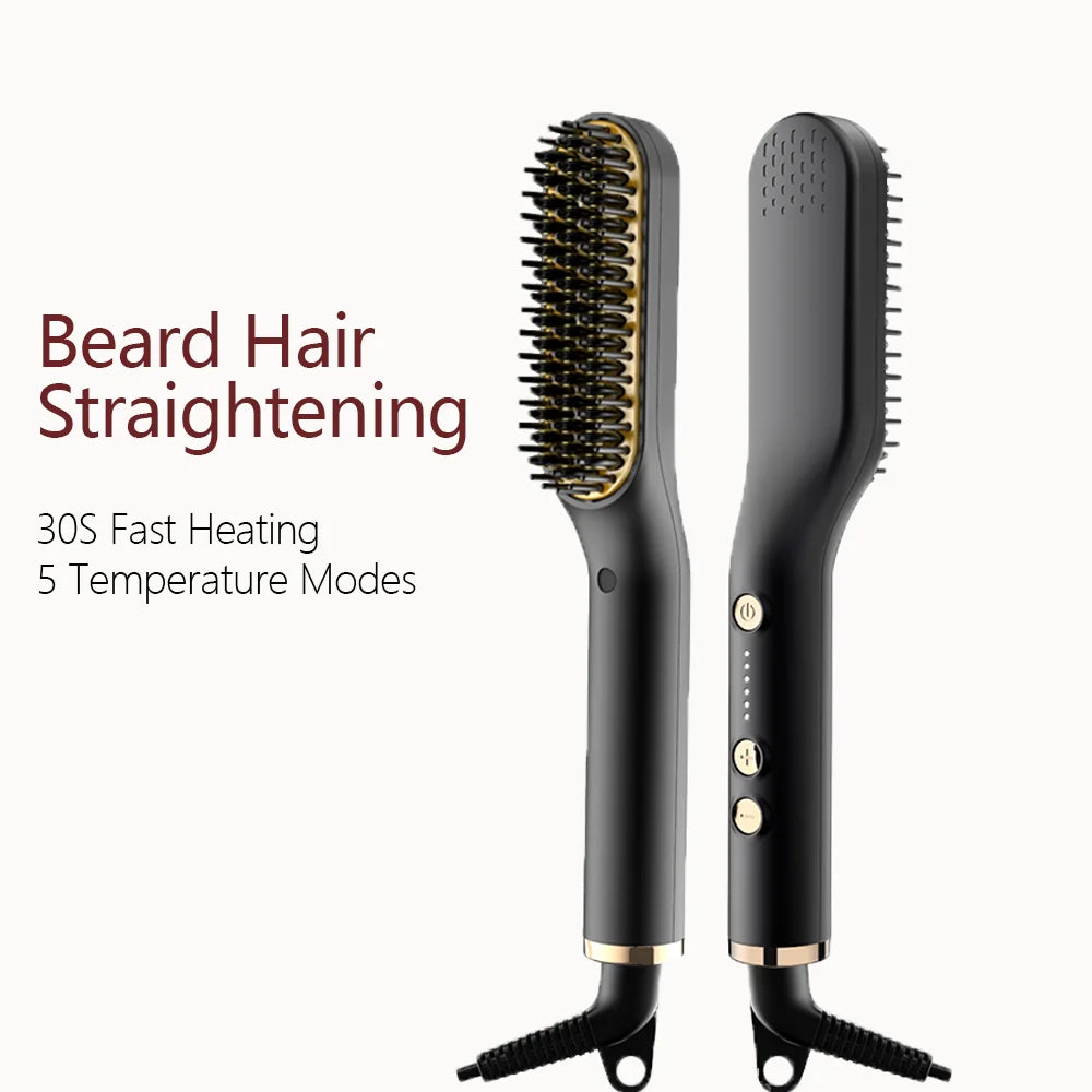 ANLAN Beard Straightening Brush | Heated Ceramic Comb, Quick Styling for Men