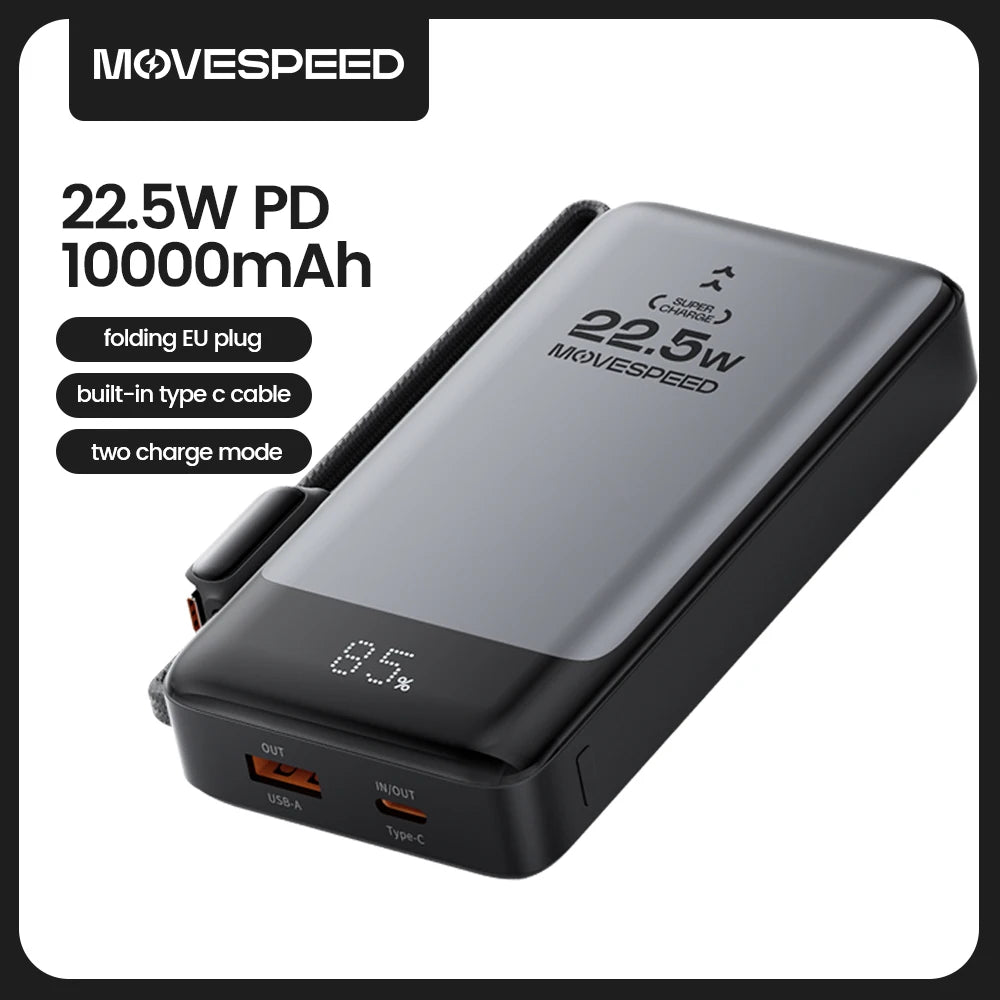 MOVESPEED MSP17 Power Bank 10000mAh 2-in-1 with Folding EU Plug