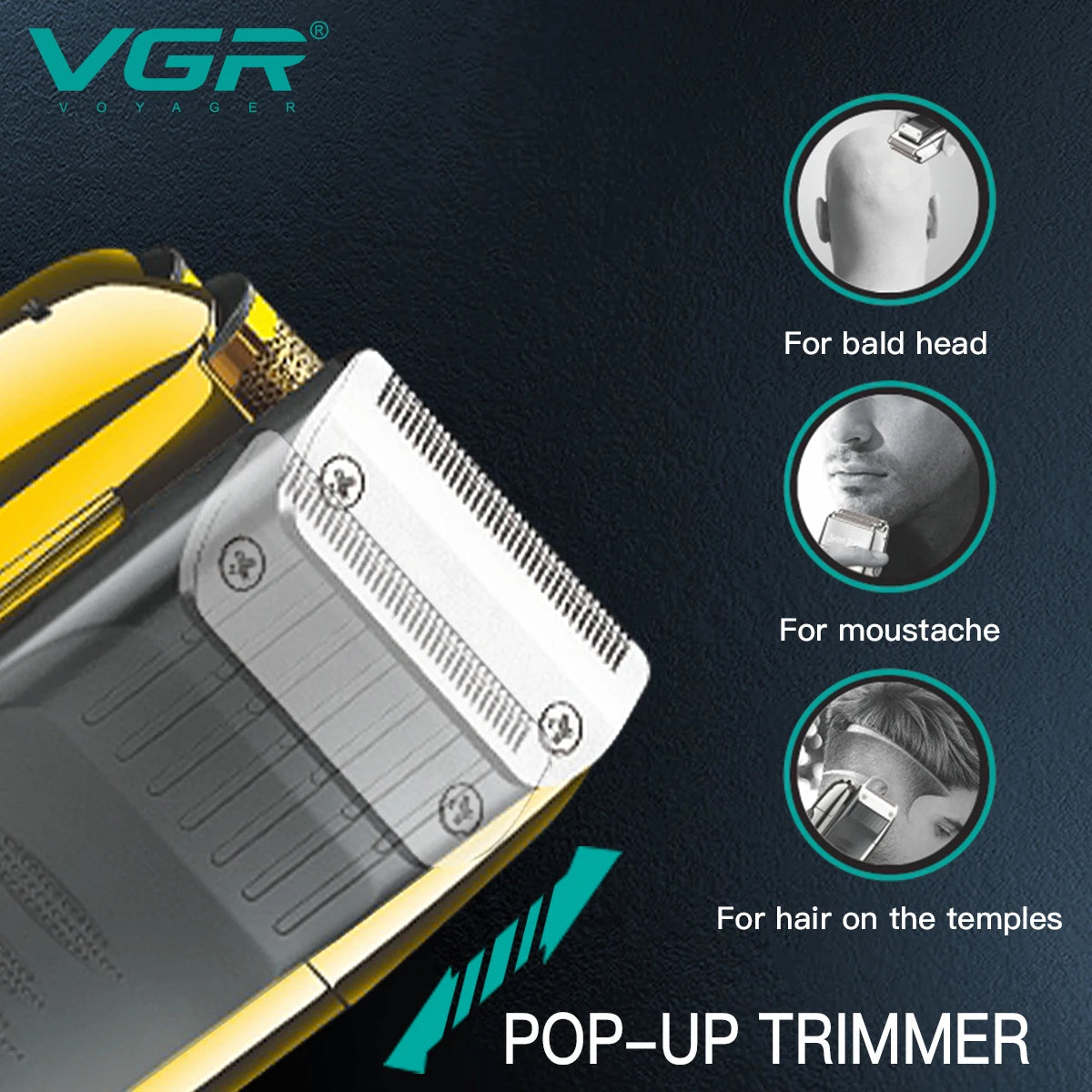 VGR Shaver Professional Face Bald Shaver Beard Trimmer Electric Razor Rechargeable Hair Trimmer Shaving Machine for Men V-332