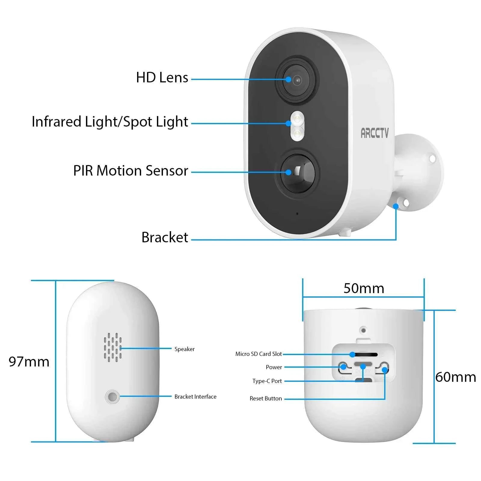 ARCCTV 4MP Solar WiFi Surveillance Camera Two Way Audio Humanoid Detection Outdoor Wireless Security Camera Color Night Vision - Limetastore