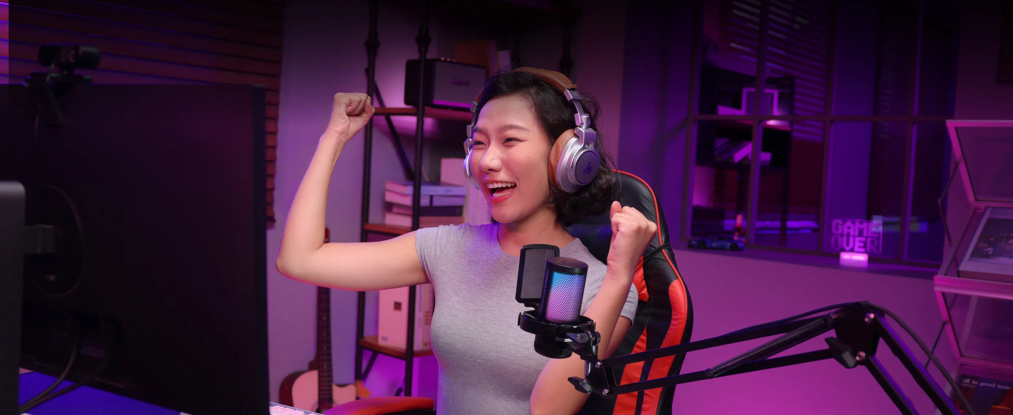 Maono DGM20S – USB Gaming Condenser Microphone | Noise Cancellation, RGB Lights, Mute & Zero‑Latency Monitoring for Streaming & Podcasting