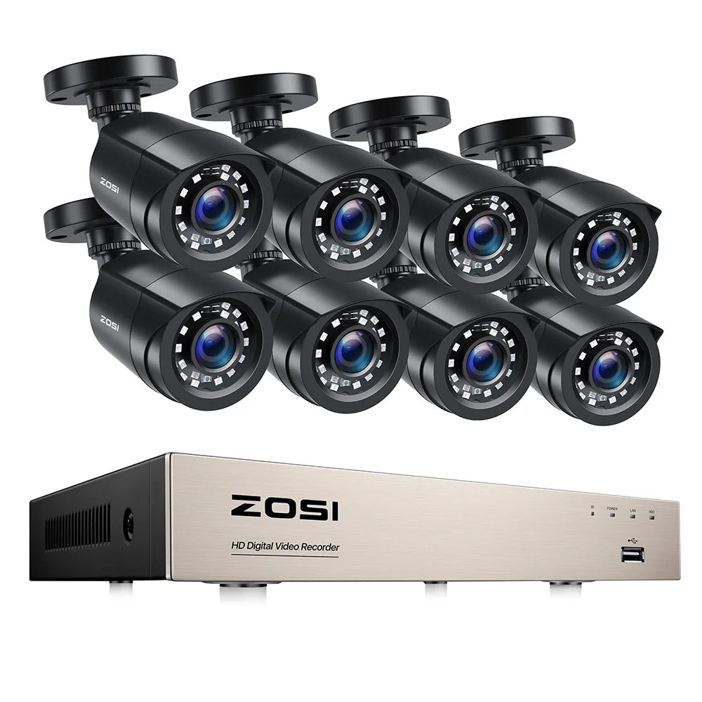 ZOSI 1080p 2MP Wired Home Security System – 8CH H.265+ DVR with 4/8 Outdoor Night Vision