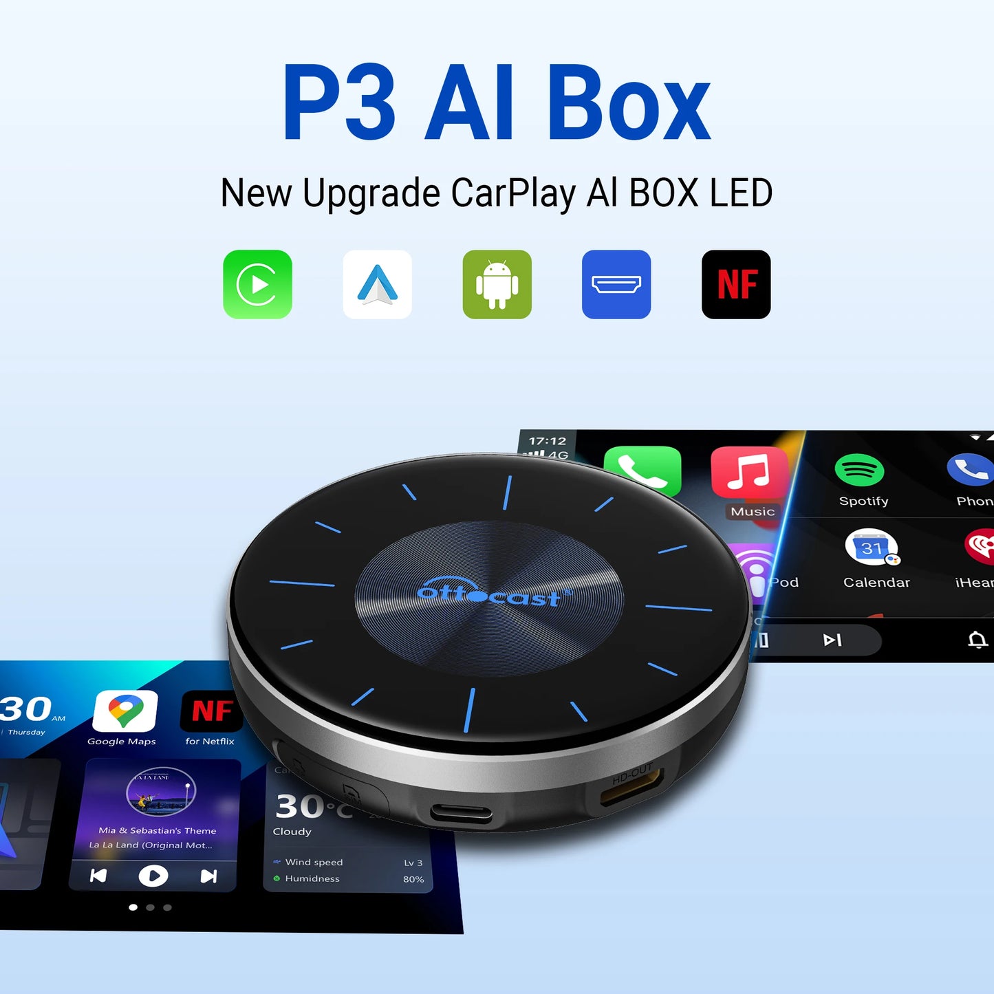 OTTOCAST OttoAiBox P3 Android 13 Wireless CarPlay AI Box