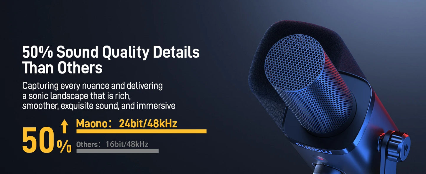 Maono PD100X – Dynamic RGB Gaming Microphone | USB Mic with Software Noise Reduction for Streaming & Recording