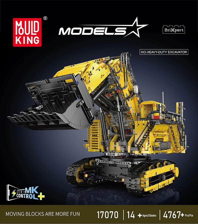 Mould King 17070/17071 RC R9800 Excavator Building Set | Motorized Technical Mining Excavator - Limetastore