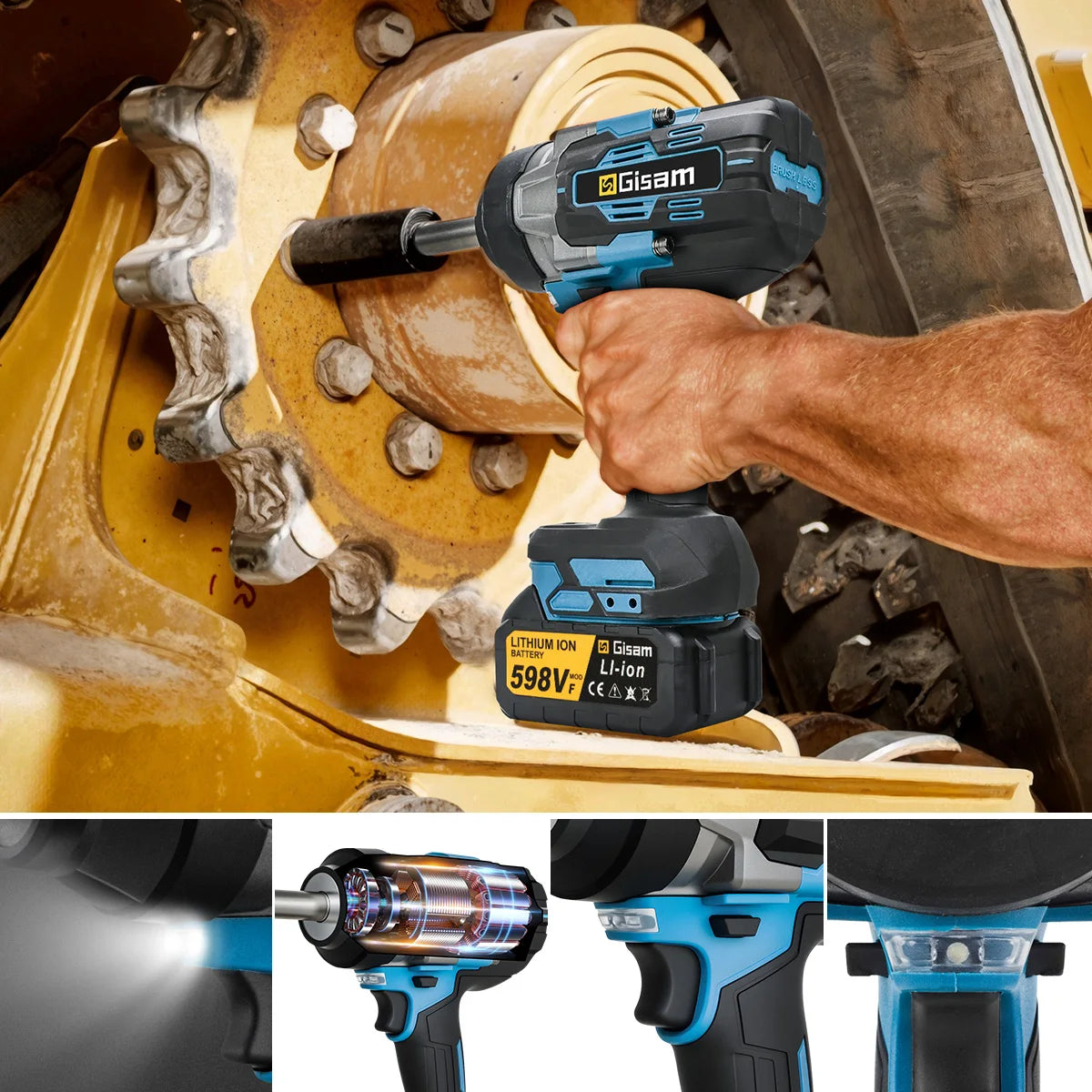 Gisam 2800N.m Brushless Impact Wrench 1/2"
