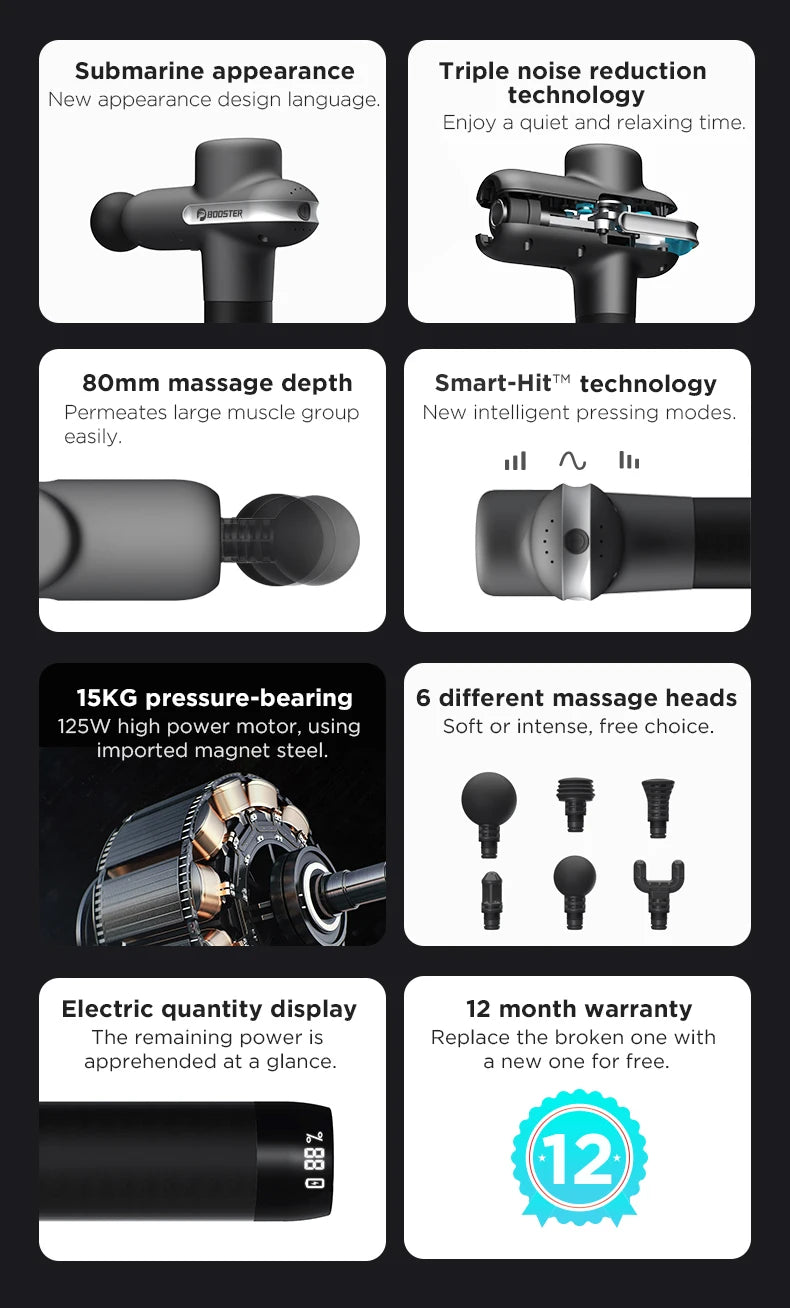 Booster U1 – New‑Generation Deep‑Tissue Massage Gun | Back & Neck Percussion Massager