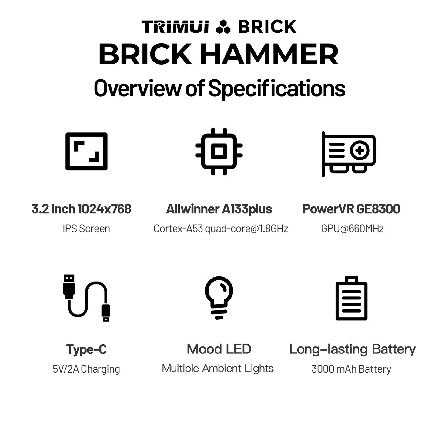 AMPOWN TRIMUI BRICK Metal Retro Games Console Portable Handheld Game Player CNC 3.2 IPS Screen Linux System Video Gaming Device - Limetastore