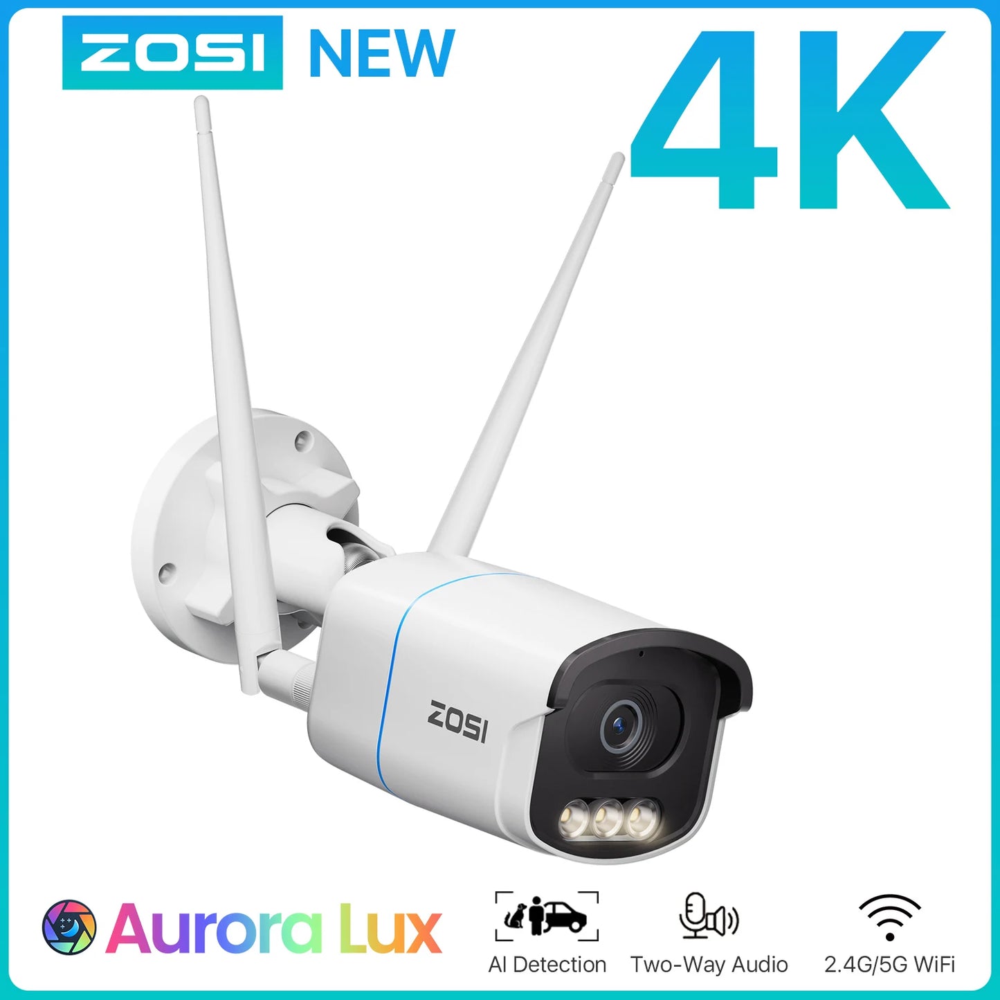 ZOSI C186A Aurora Lux 4K 8MP/5MP WiFi Security Camera – True Full‑Color Night Vision