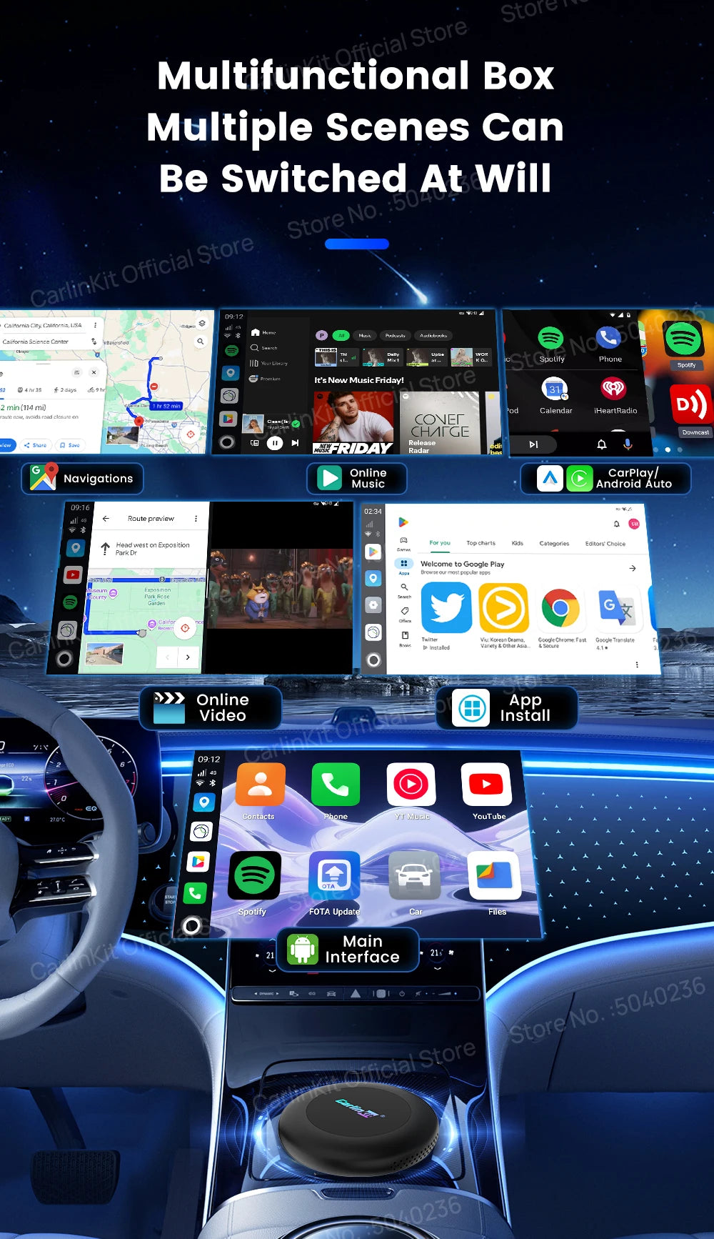 CarlinKit Ultra2 Android 15 8+128GB Wireless CarPlay AI Box