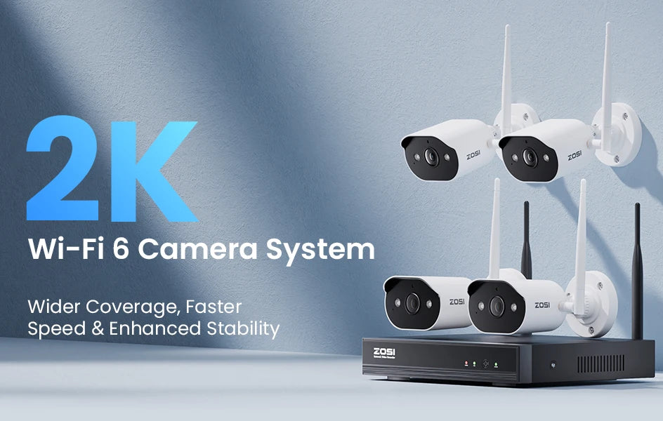 ZOSI 2K Wi‑Fi 6 Security Camera System – 3MP Indoor/Outdoor Wireless IP Cameras with 2‑Way Audio