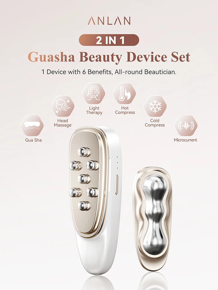ANLAN Guasha Beauty Device Set for Facial Swelling Removal and Wrinkle Reduction - Dual-frequency EMS Hot Cold Massager - Limetastore