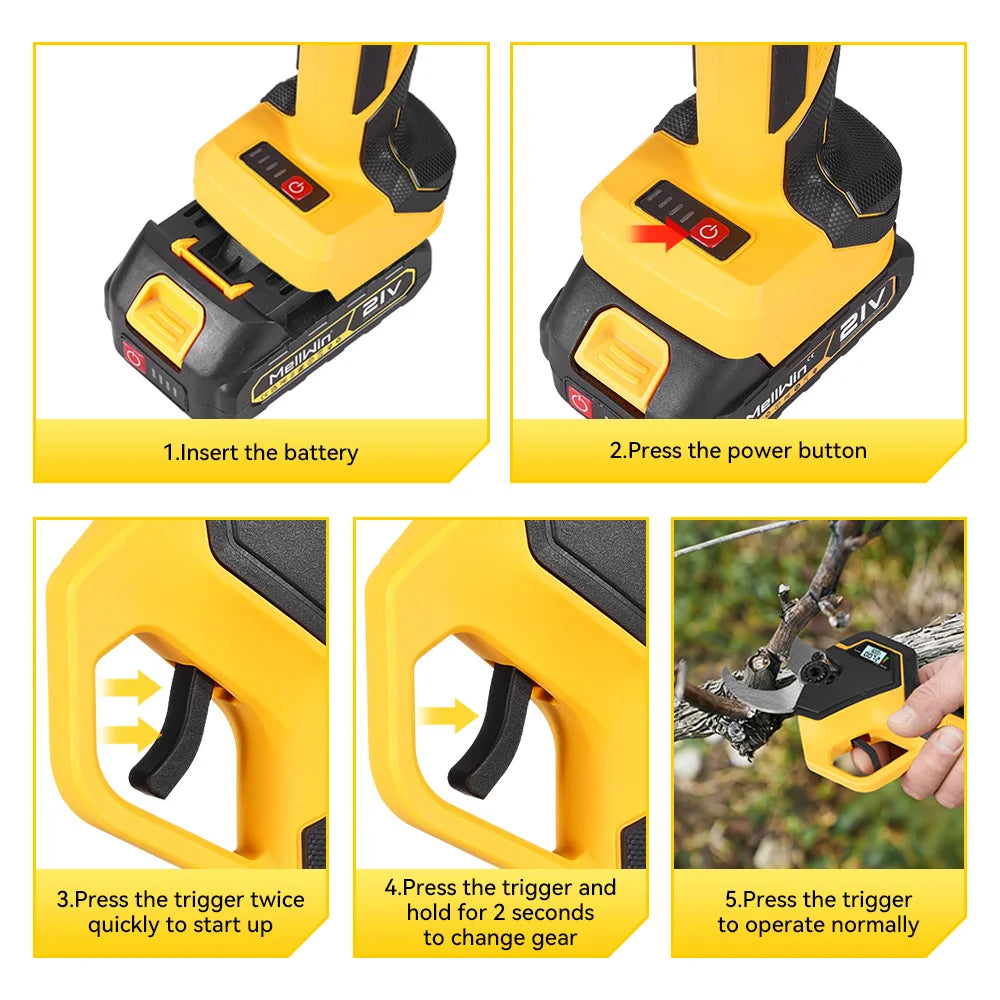 MELLWIN Brushless 50MM Electric Pruner Shear With 180CM Telescoping Pole Garden Pole Pruner Shear Tool For Makita 18VBattery Pin - Limetastore