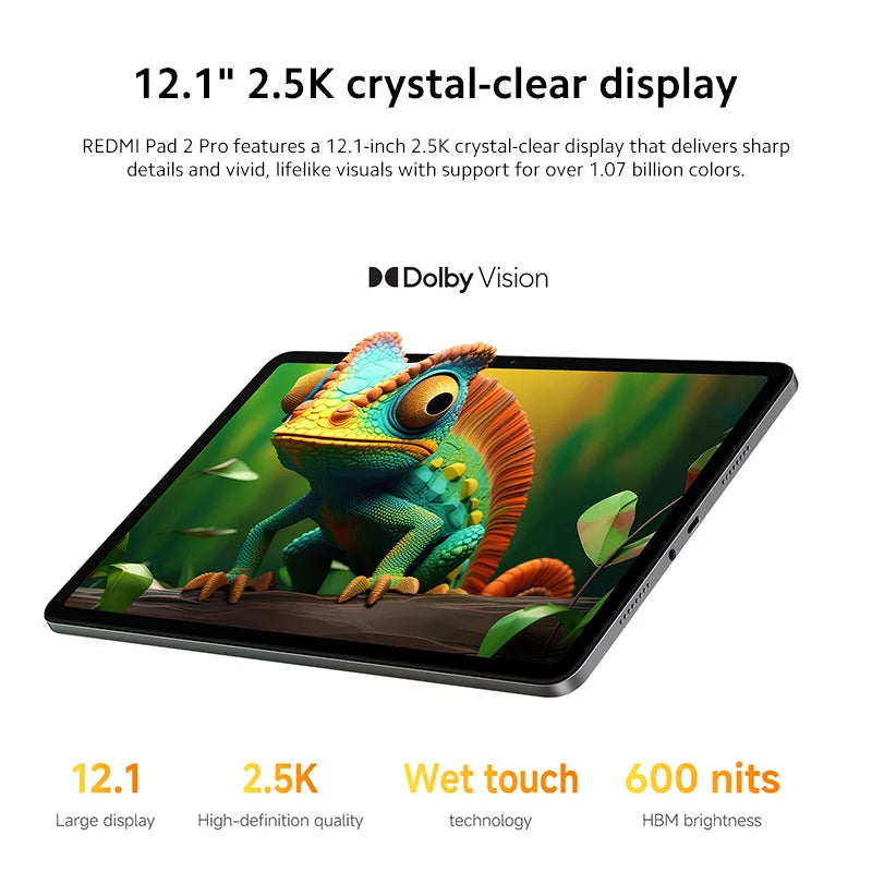 Global Version Xiaomi Redmi Pad 2 Pro 12.1 "clear crystal-clear display 120Hz mAh Sno 7s Gen 4 CPU 33W ft charging 8MP Camera - Limetastore