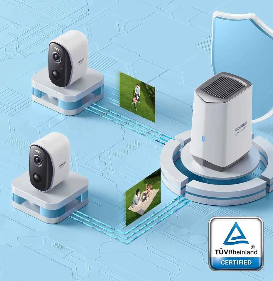 Baseus Security Protection Outdoor Camera N1 Series 2K 2-Cam Kit Wireless Home Security 210-Day Battery Life HomeKit 16TB Memory - Limetastore