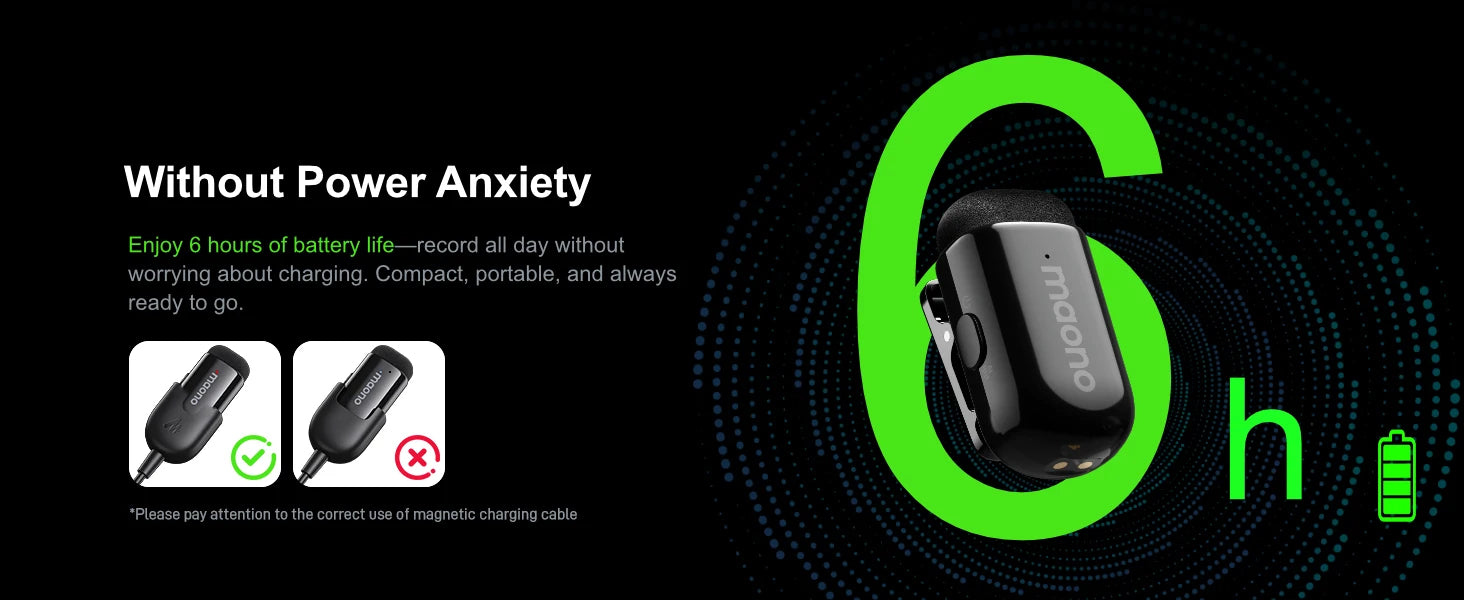 Maono Wave T1 mini – Wireless Lavalier Microphone | AI Noise Cancellation, Auto‑Clipping & App Control for iPhone, Android & PC Video Recording