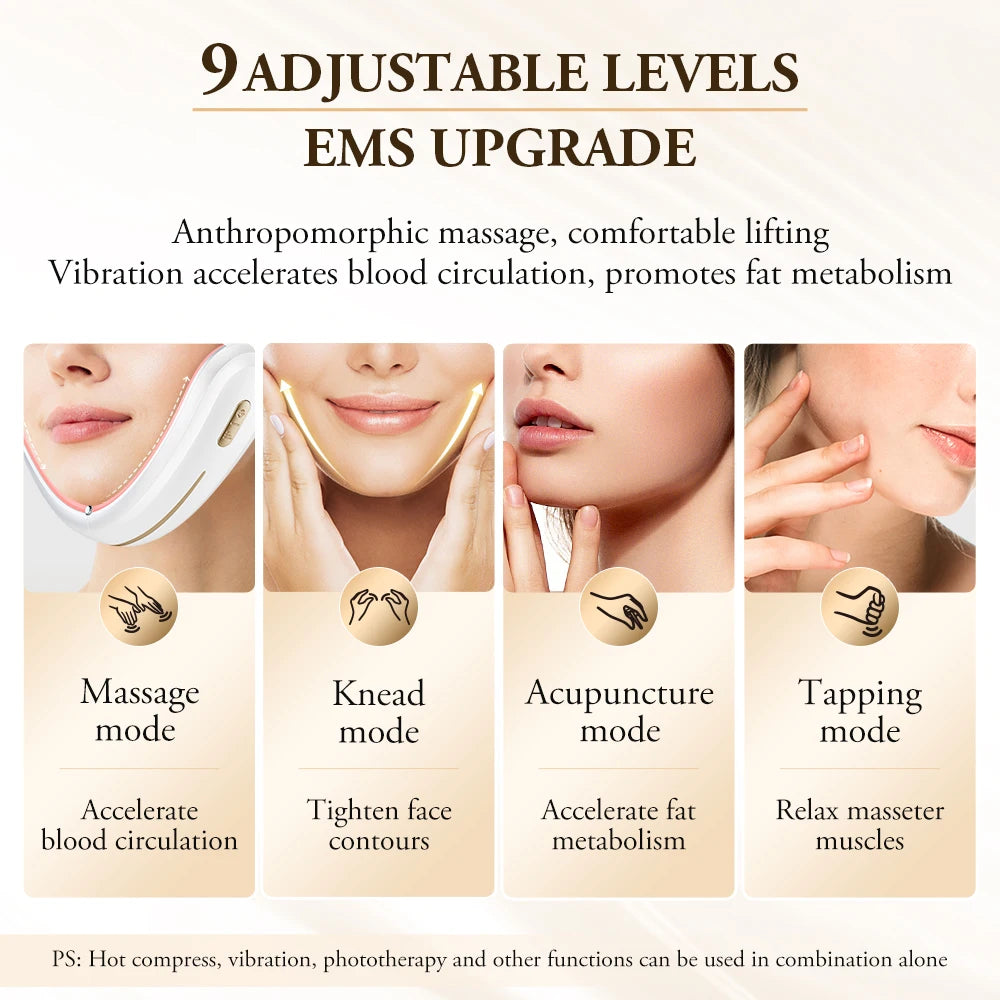 ANLAN V‑Face Lifting Device | 4‑Pole EMS, Red/Blue Light, Heat, Slimming