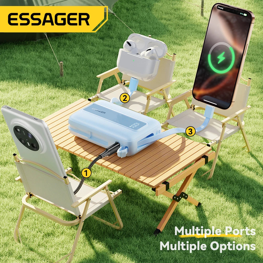 ESSAGER Mini Power Bank 20000mAh with Cables 22.5W PD