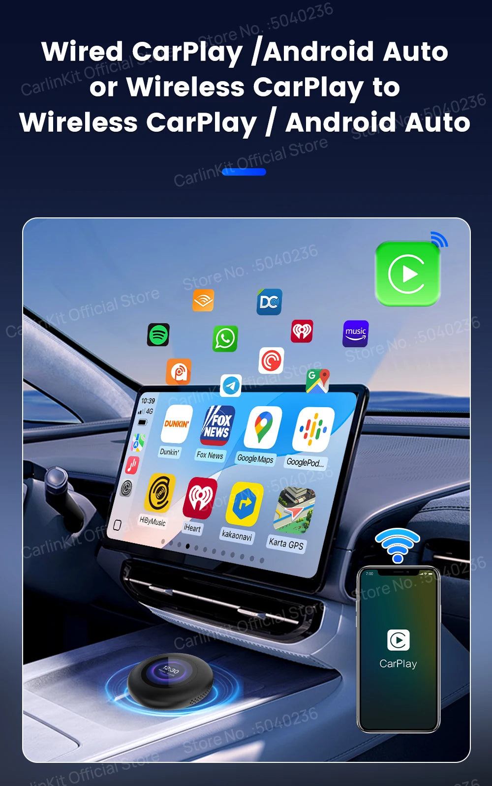 CarlinKit Tbox‑Ultra3 Android 15 5G LTE WiFi6 AI Box