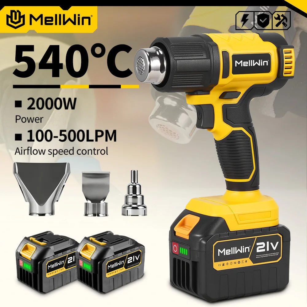 MELLWIN 540°C Cordless Electric Heat Gun 25 Gears Handheld Hot Air Blower Gun Home Welding Tools For Makita 18V Battery Pin - Limetastore