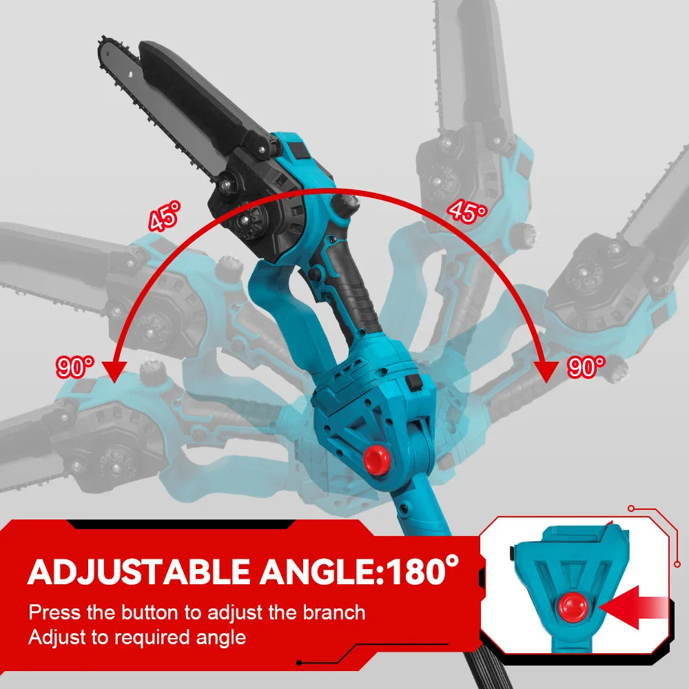 ONEVAN 8Inch Brushless Telescoping Pole Electric Chainsaw 40CM High Branch Saw Garden Pruning Tool For Makita 18V Battery Pin